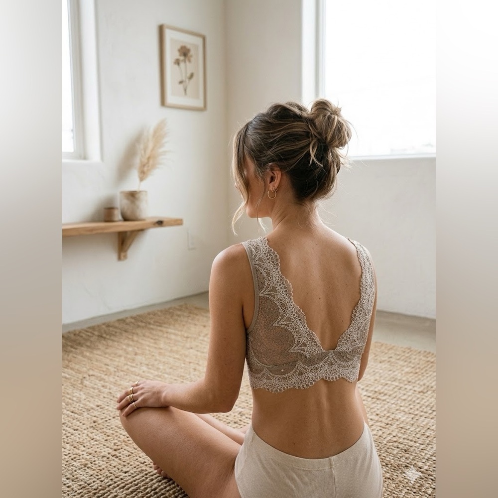 Victoria's Secret Boho Lace Longline Bralette Taupe Bra Small - Picture 2 of 10